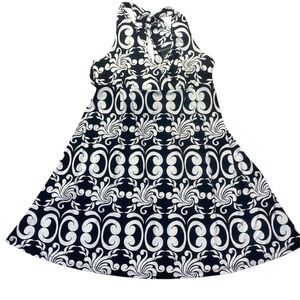 INC International Concepts Halter Dress Black White Swirl Print Size M